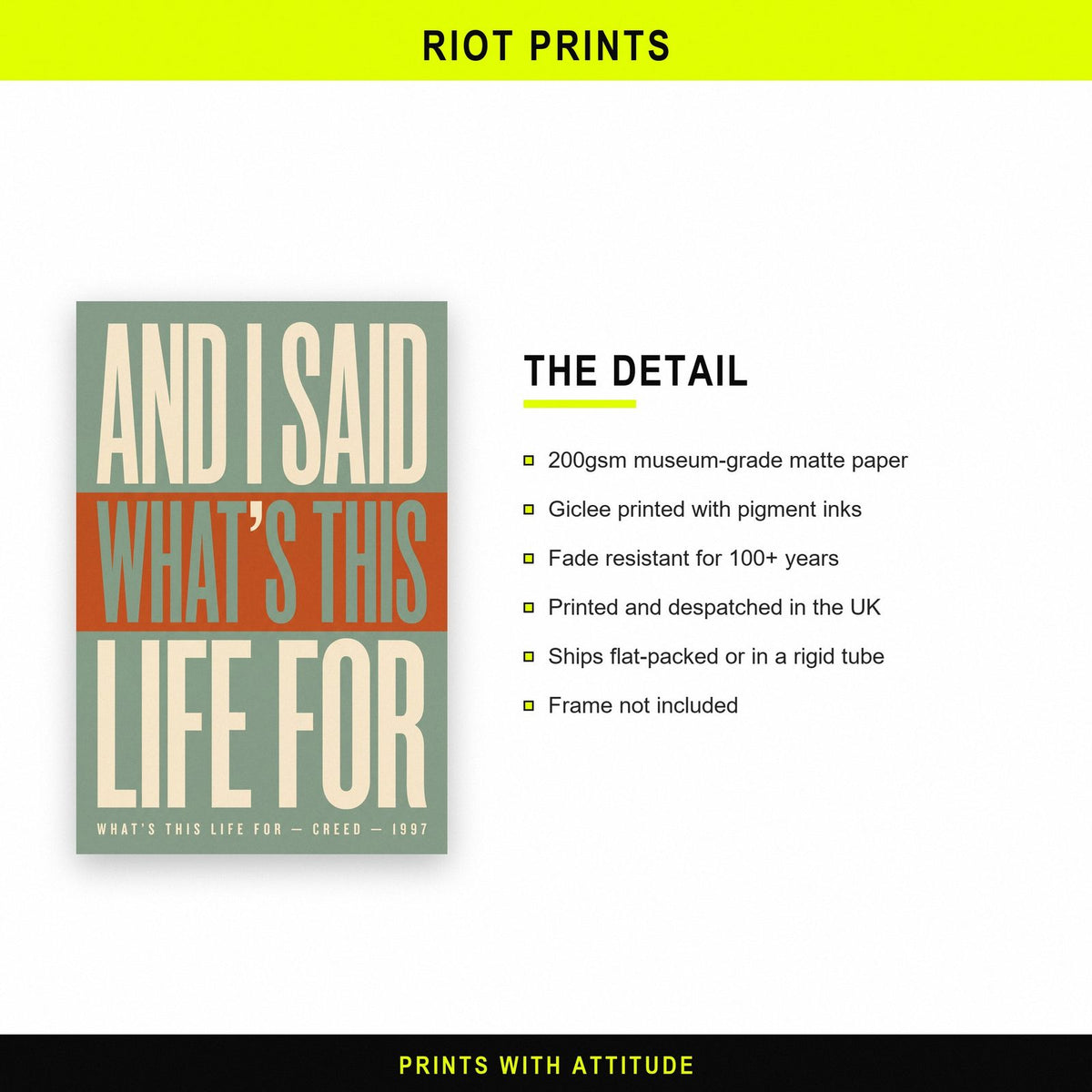 What's This Life For Lyrics Print paper and printing specification