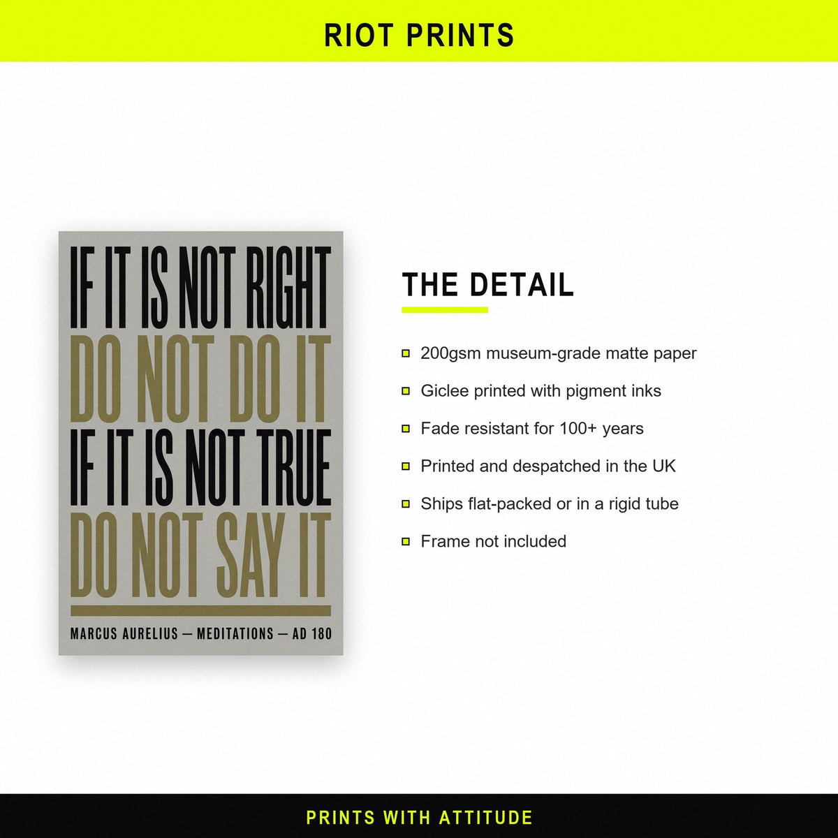 Marcus Aurelius If It Is Not Right Stoic Quote Art Print