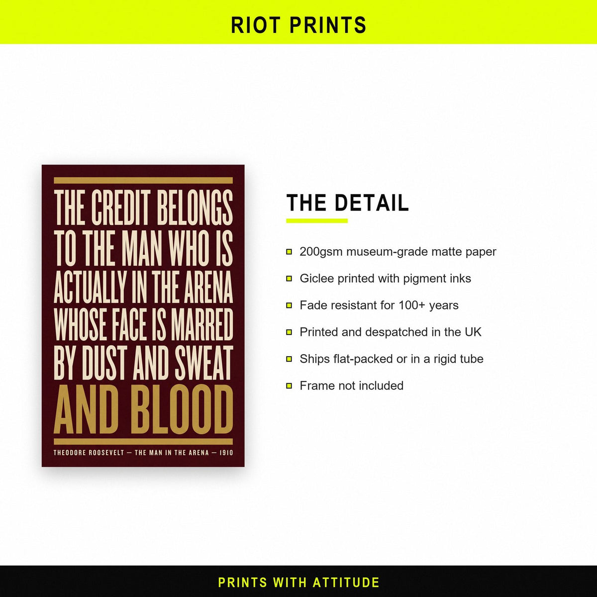 Man In The Arena Print paper and printing specification