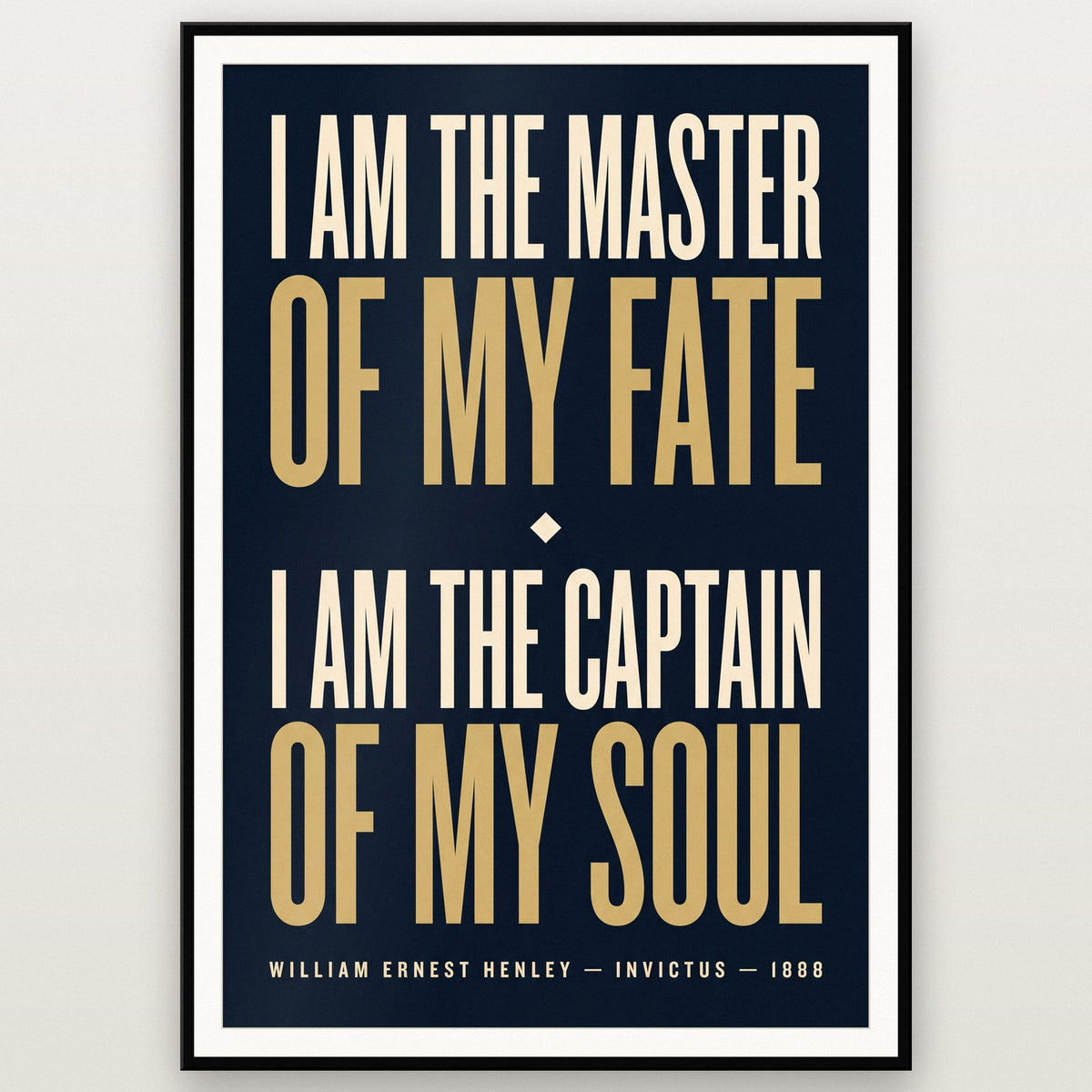 Invictus Print shown in a black frame