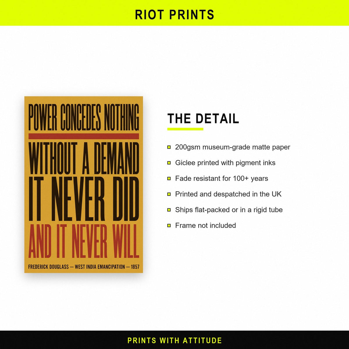 Frederick Douglass Quote Print paper and printing specification