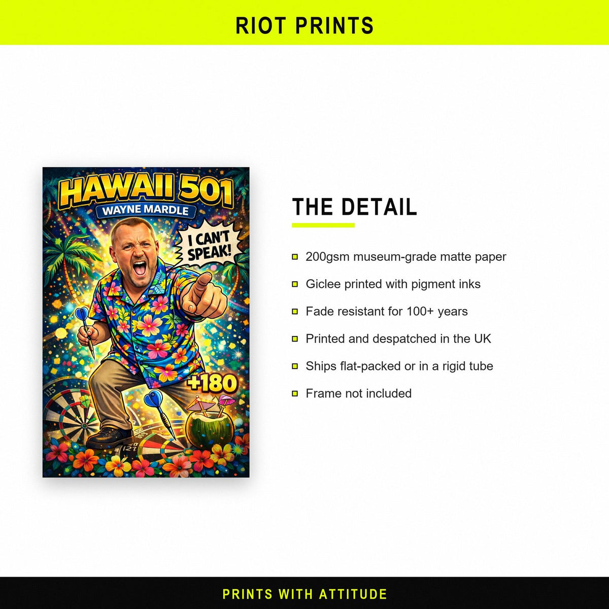 Hawaii 501 Wayne Mardle Darts Art Print