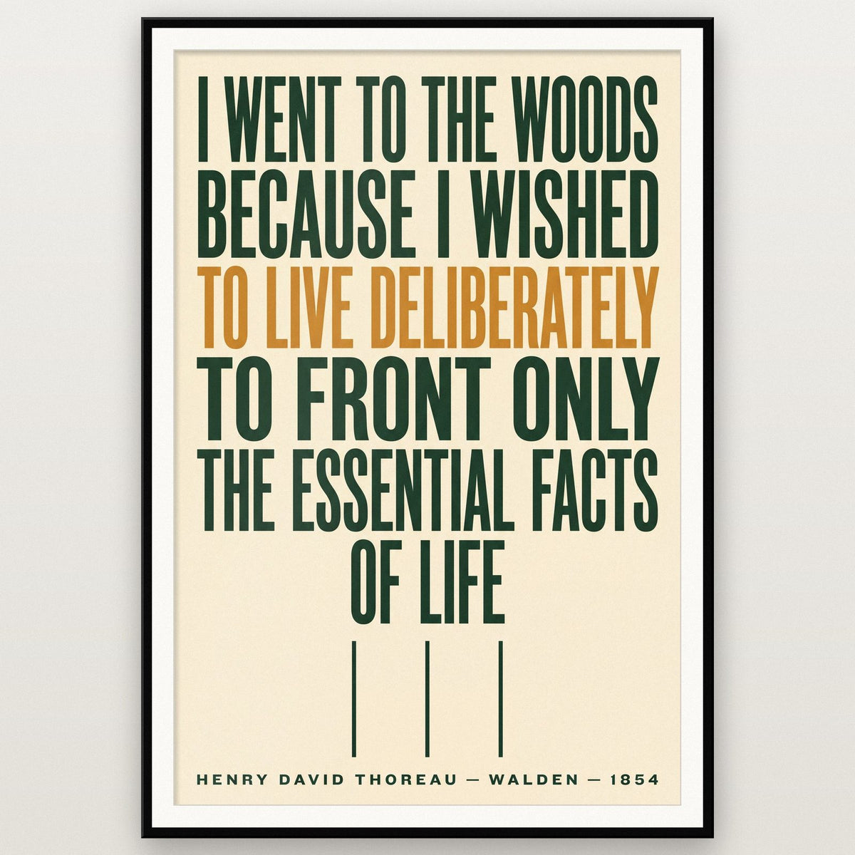 Walden Print shown in a black frame