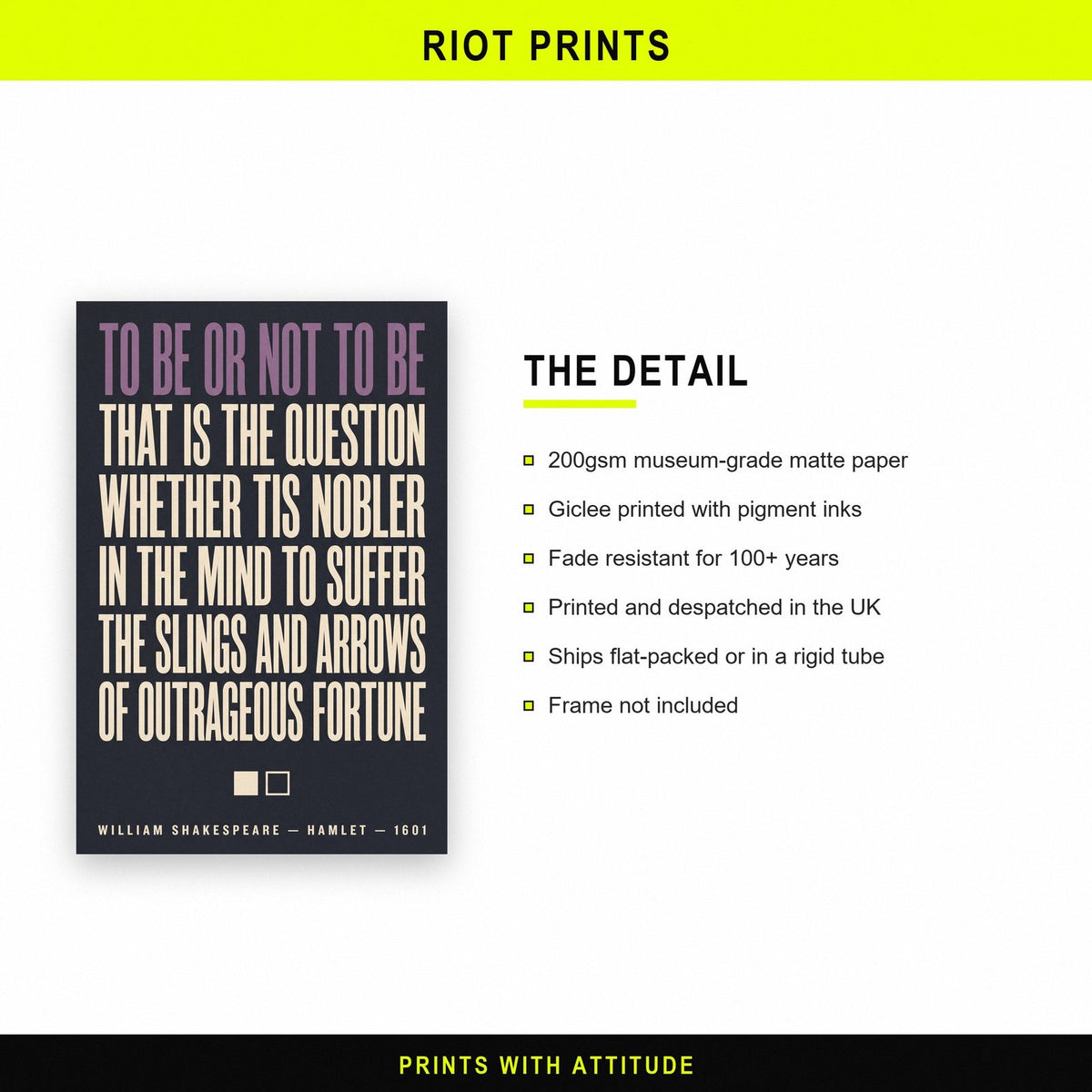 To Be Or Not To Be Print paper and printing specification