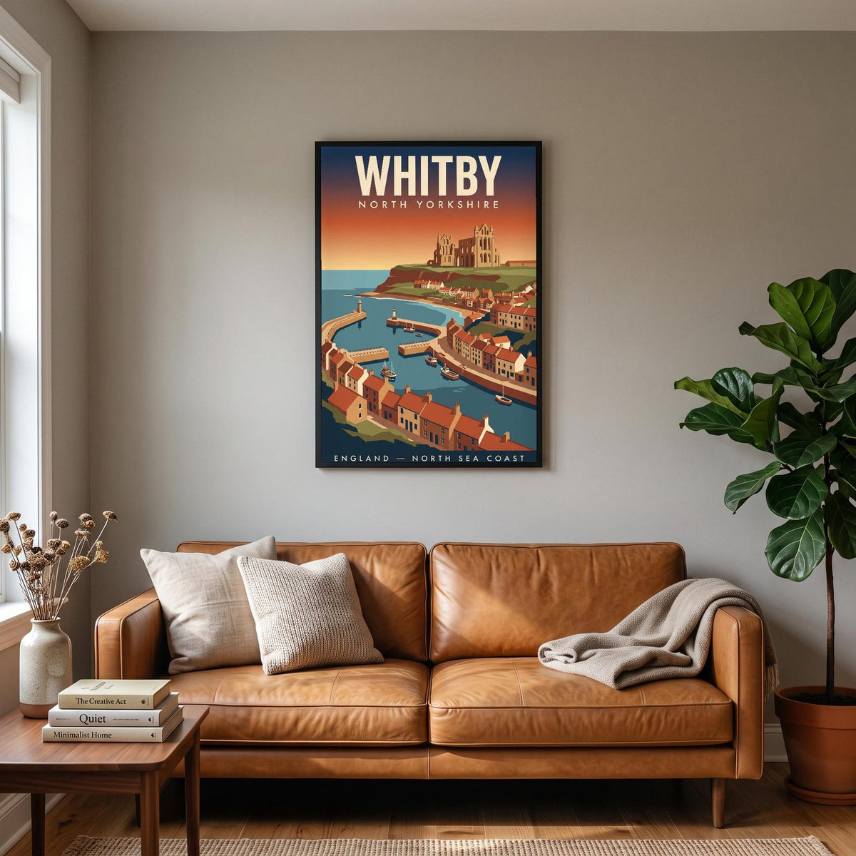 Whitby Print hanging on a living room wall