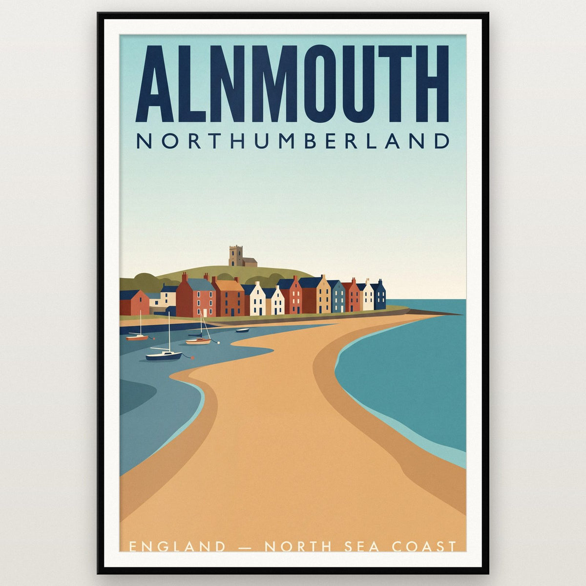 Alnmouth Print shown in a black frame