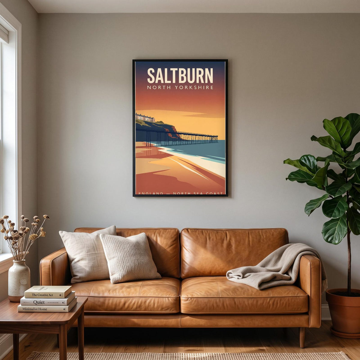 Saltburn Print hanging on a living room wall