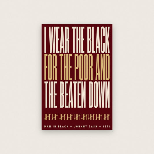 Man in Black Lyrics Print