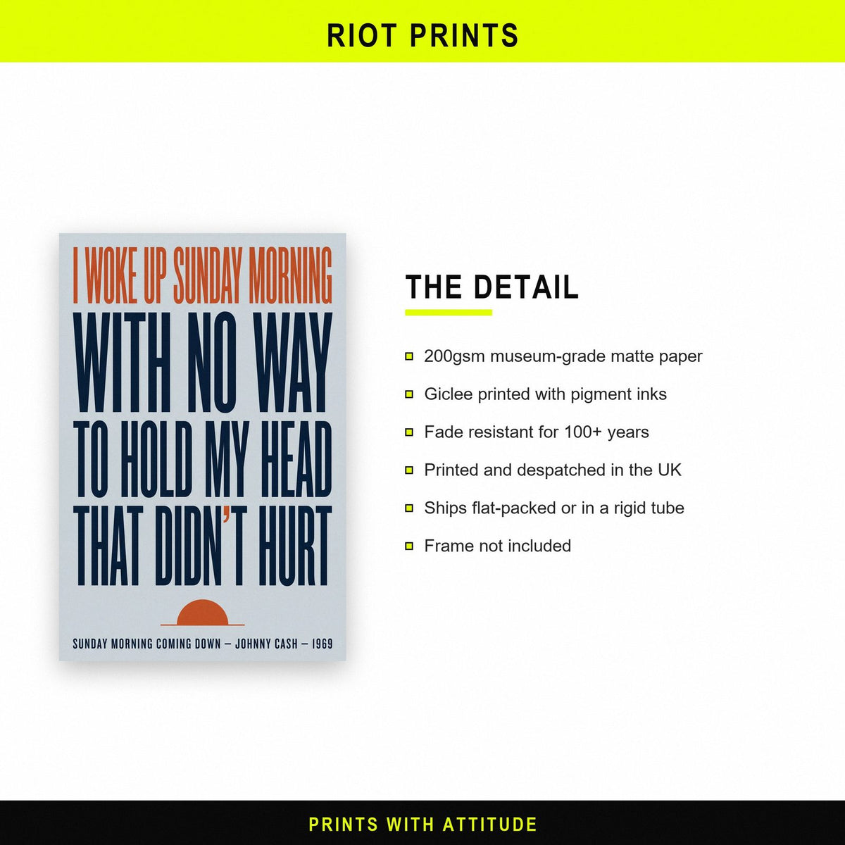 Sunday Morning Coming Down Print paper and printing specification