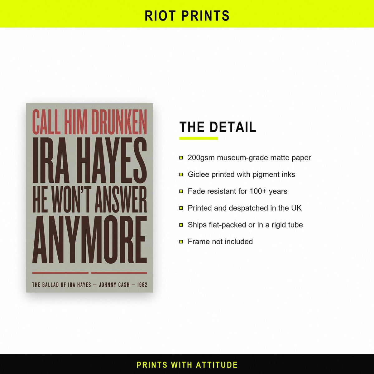 The Ballad of Ira Hayes Print paper and printing specification