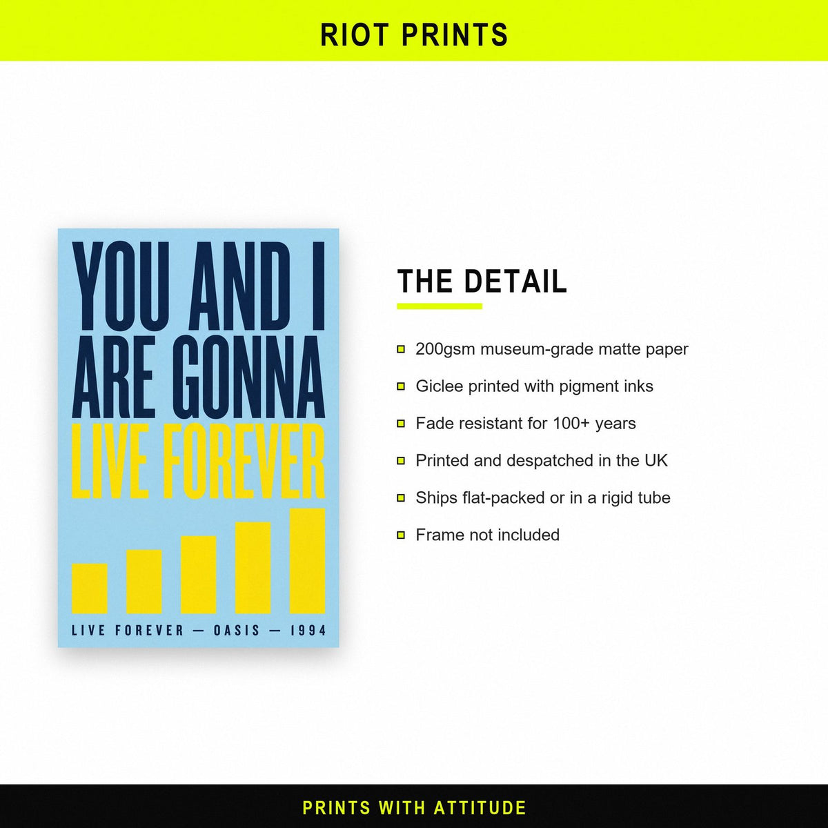 Live Forever Lyrics Print paper and printing specification