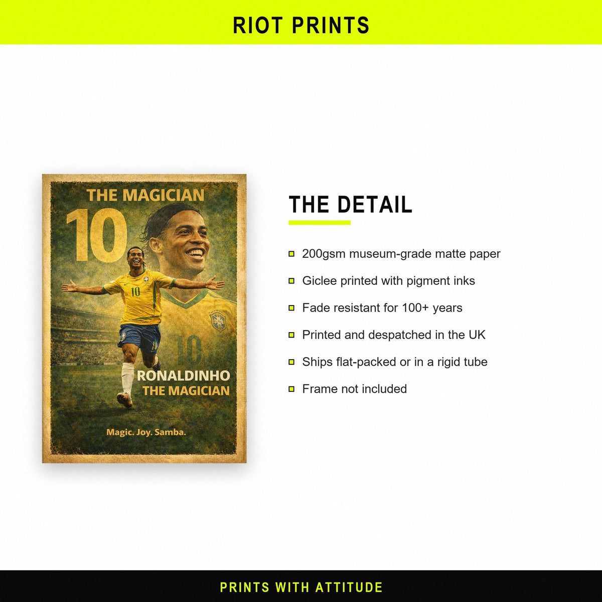 Ronaldinho The Magician Football Art Print