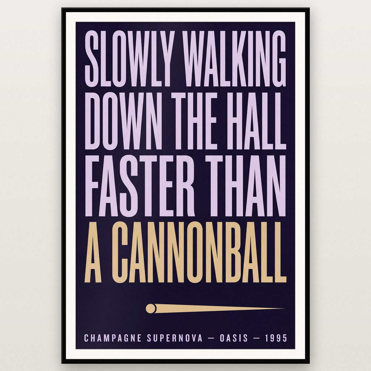 Champagne Supernova Print shown in a black frame
