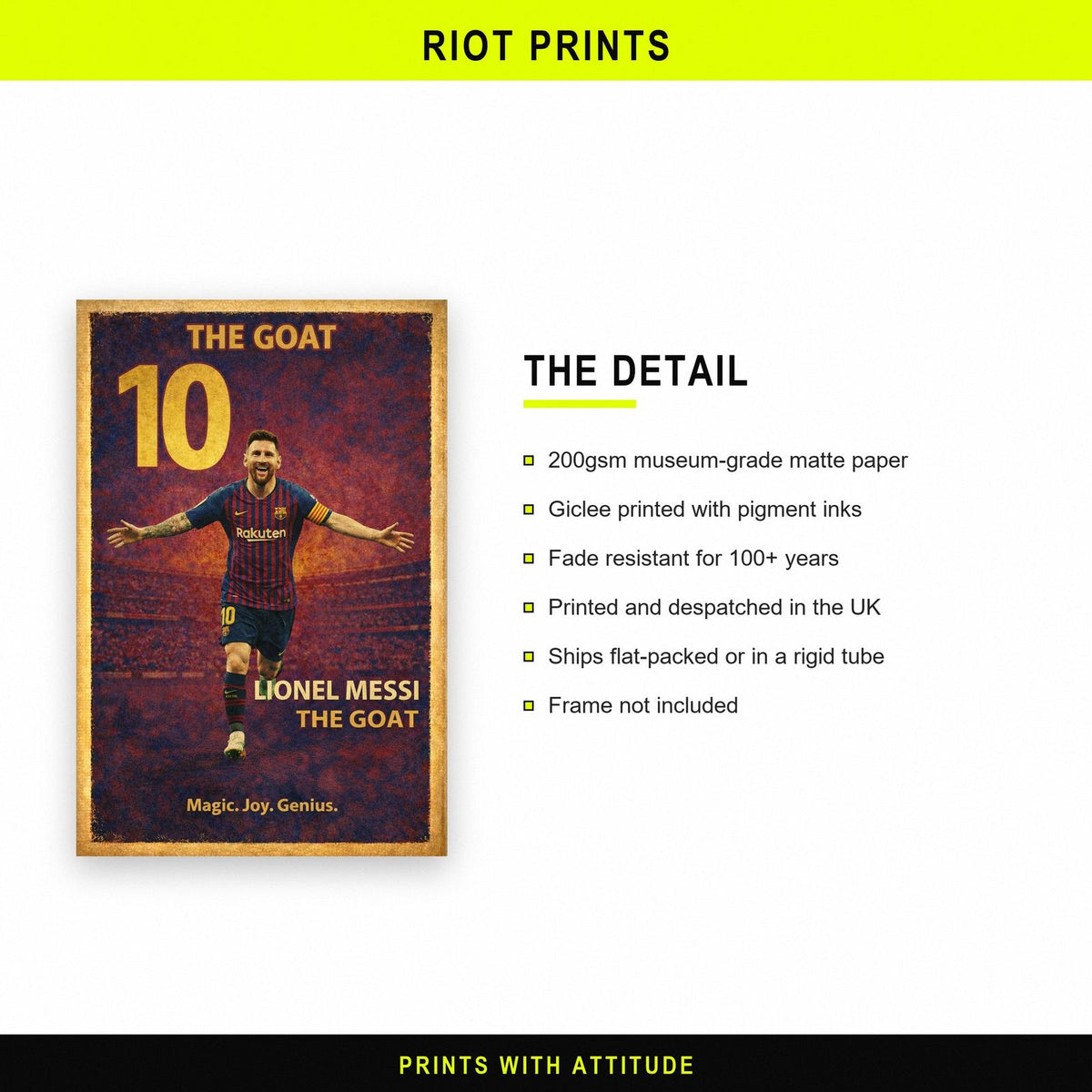 Lionel Messi Football Legends Poster paper and printing specification