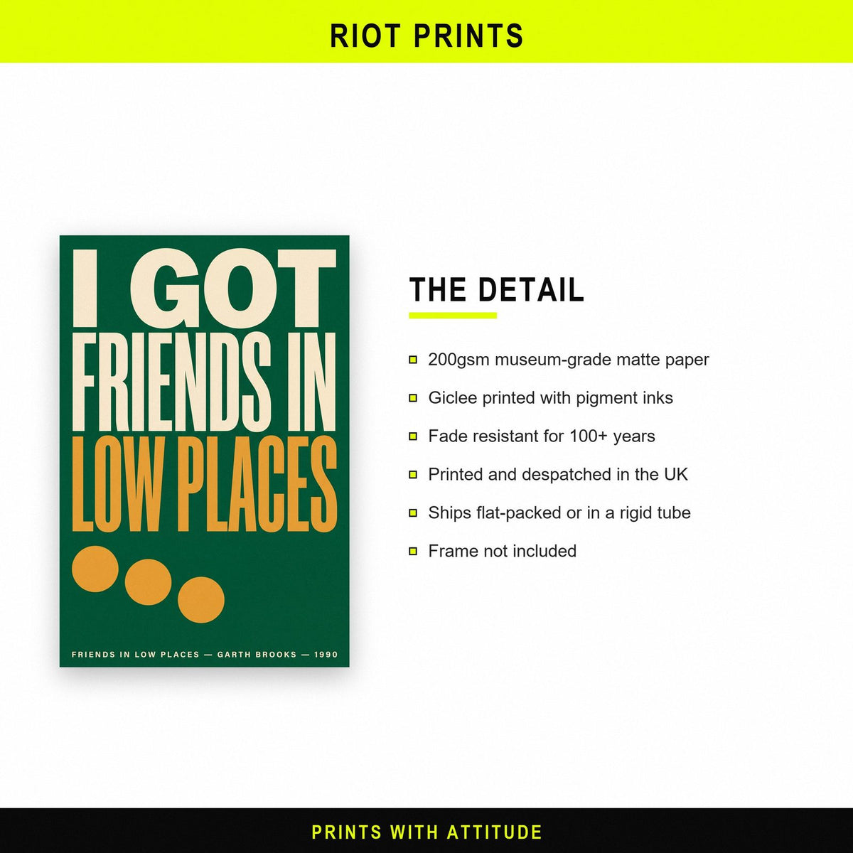 Friends in Low Places Print paper and printing specification