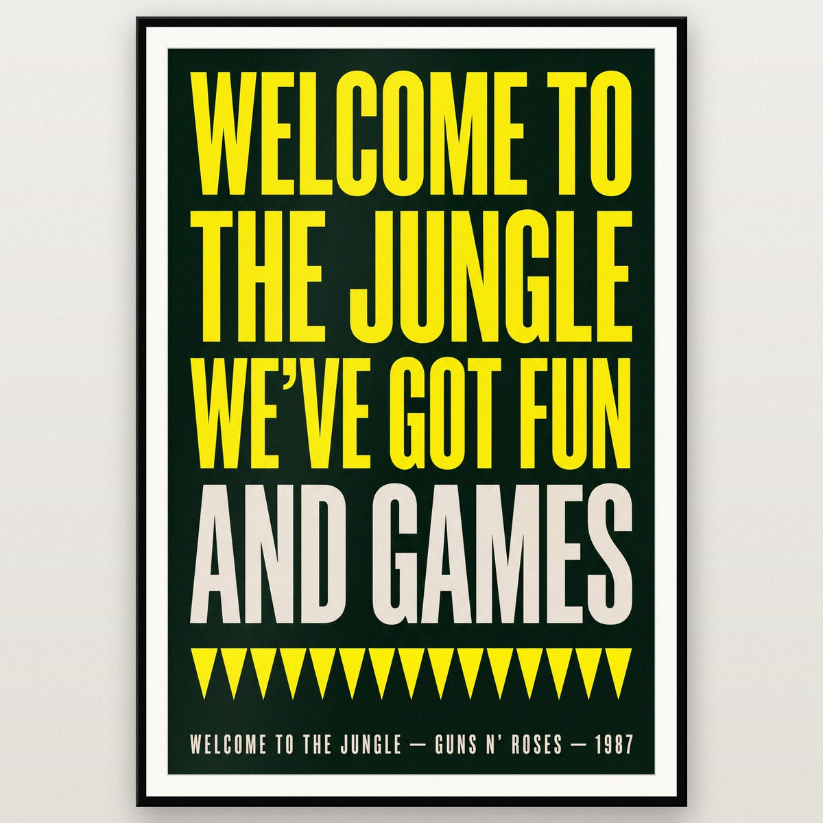 Welcome to the Jungle Print shown in a black frame