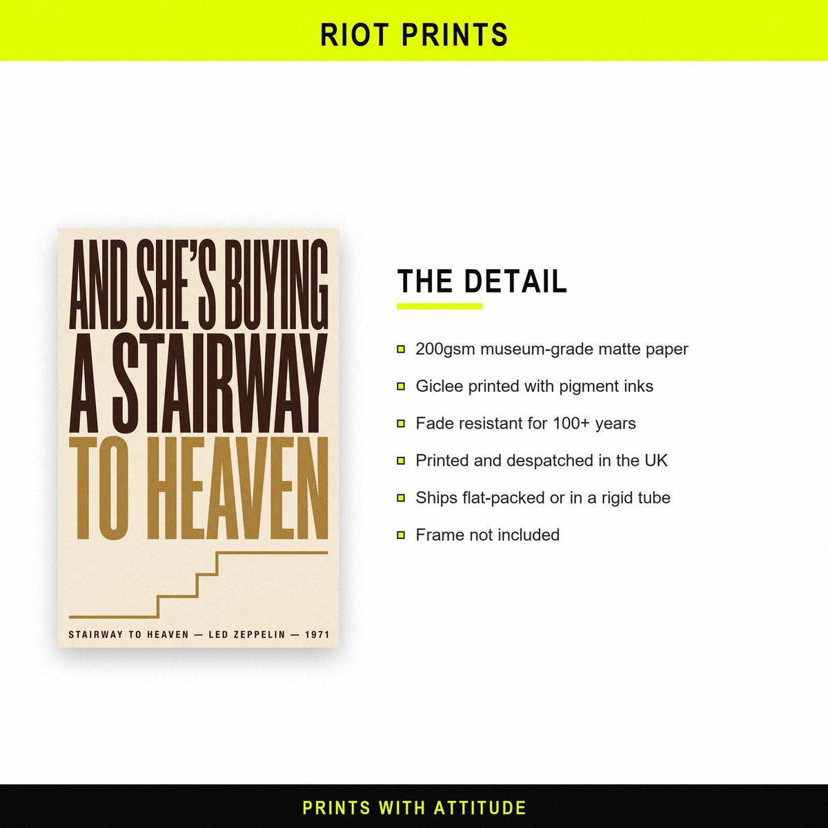 Stairway to Heaven Print paper and printing specification