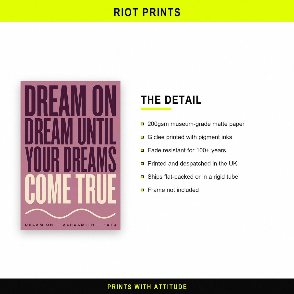 Dream On Lyrics Print paper and printing specification