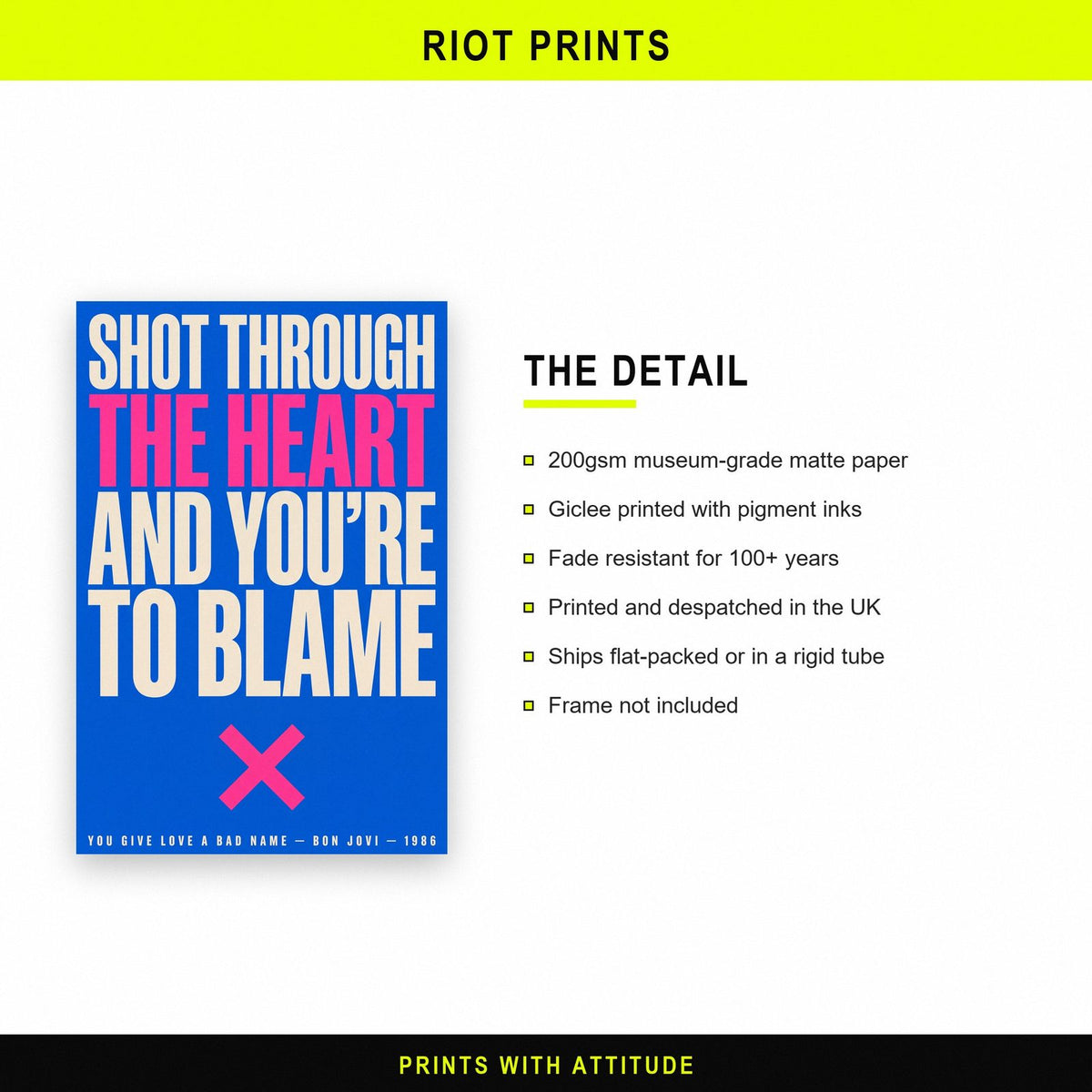 You Give Love a Bad Name Print paper and printing specification
