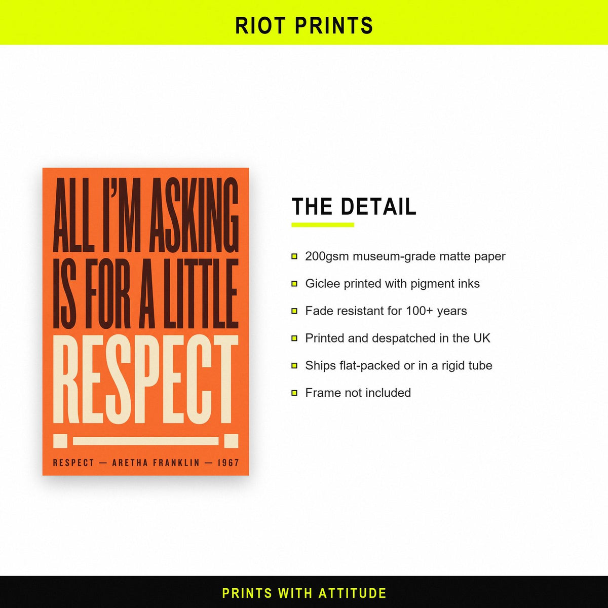 Respect Lyrics Print paper and printing specification