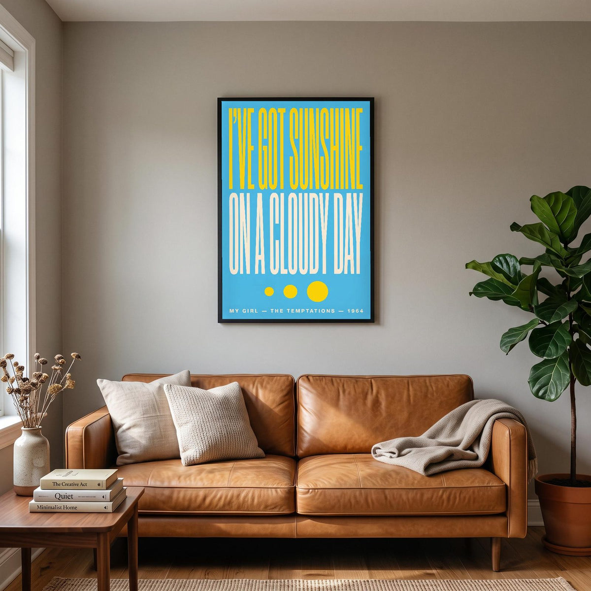 My Girl Lyrics Print hanging on a living room wall