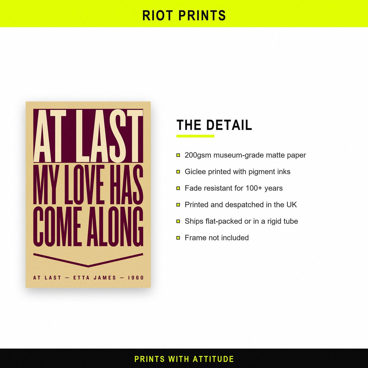At Last Lyrics Print paper and printing specification