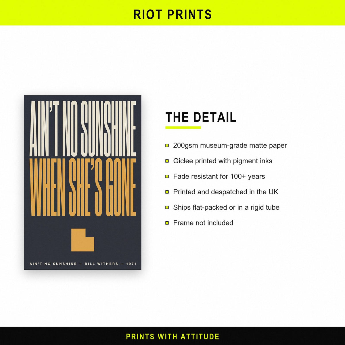 Aint No Sunshine Print paper and printing specification