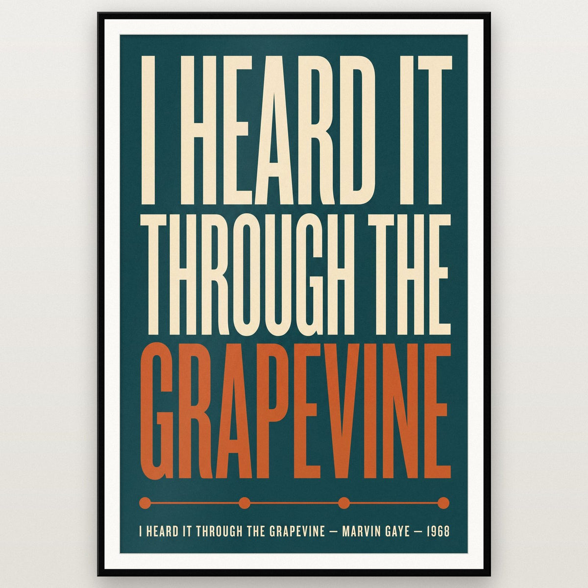 I Heard It Through the Grapevine Print shown in a black frame