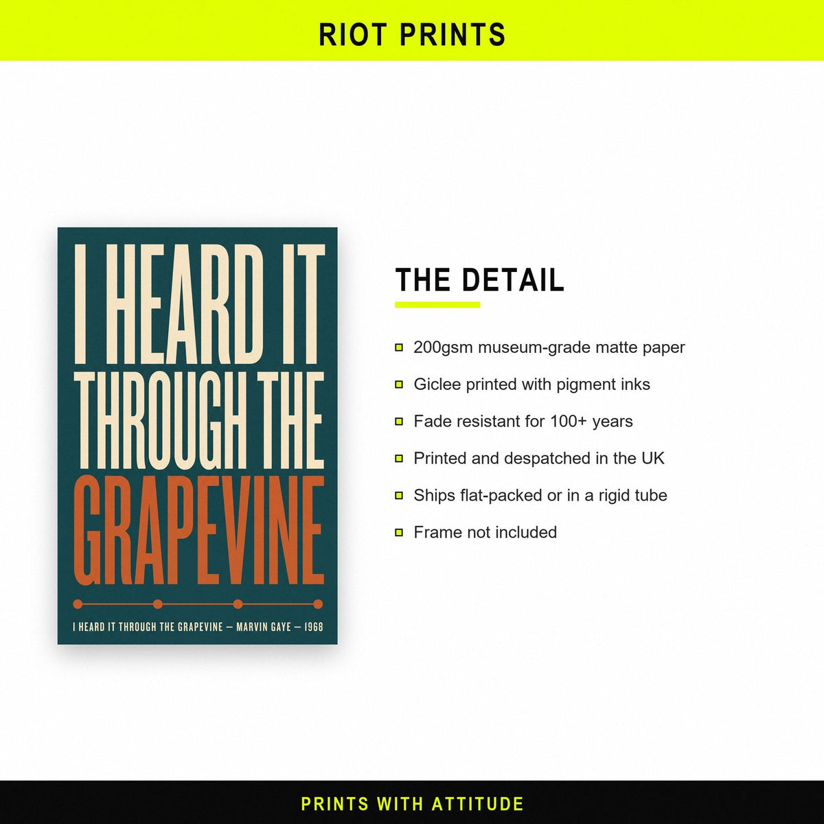 I Heard It Through the Grapevine Print paper and printing specification