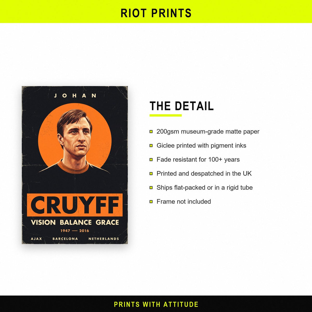 Johan Cruyff Vision Balance Grace Football Art Print