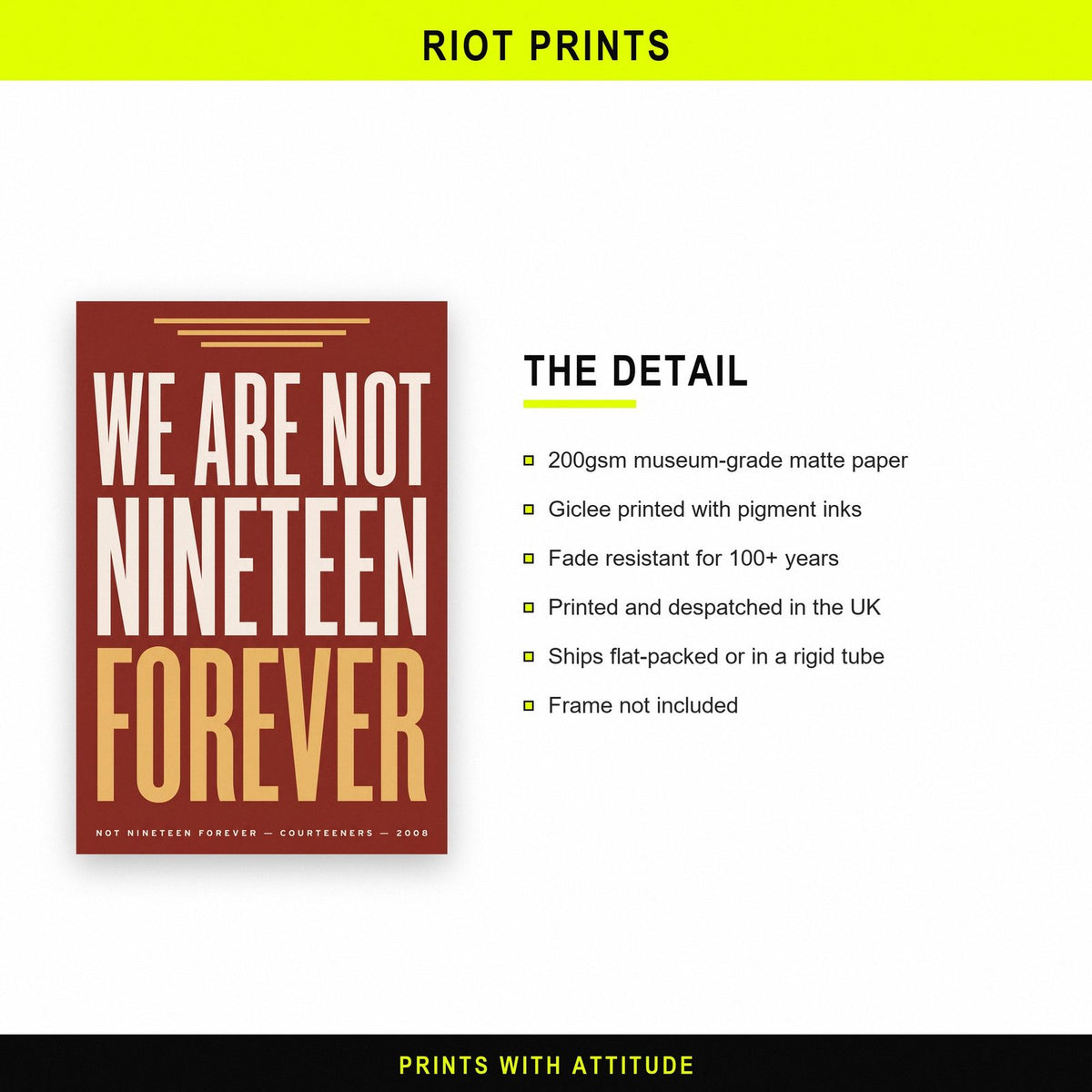 Not Nineteen Forever Lyrics Print paper and printing specification