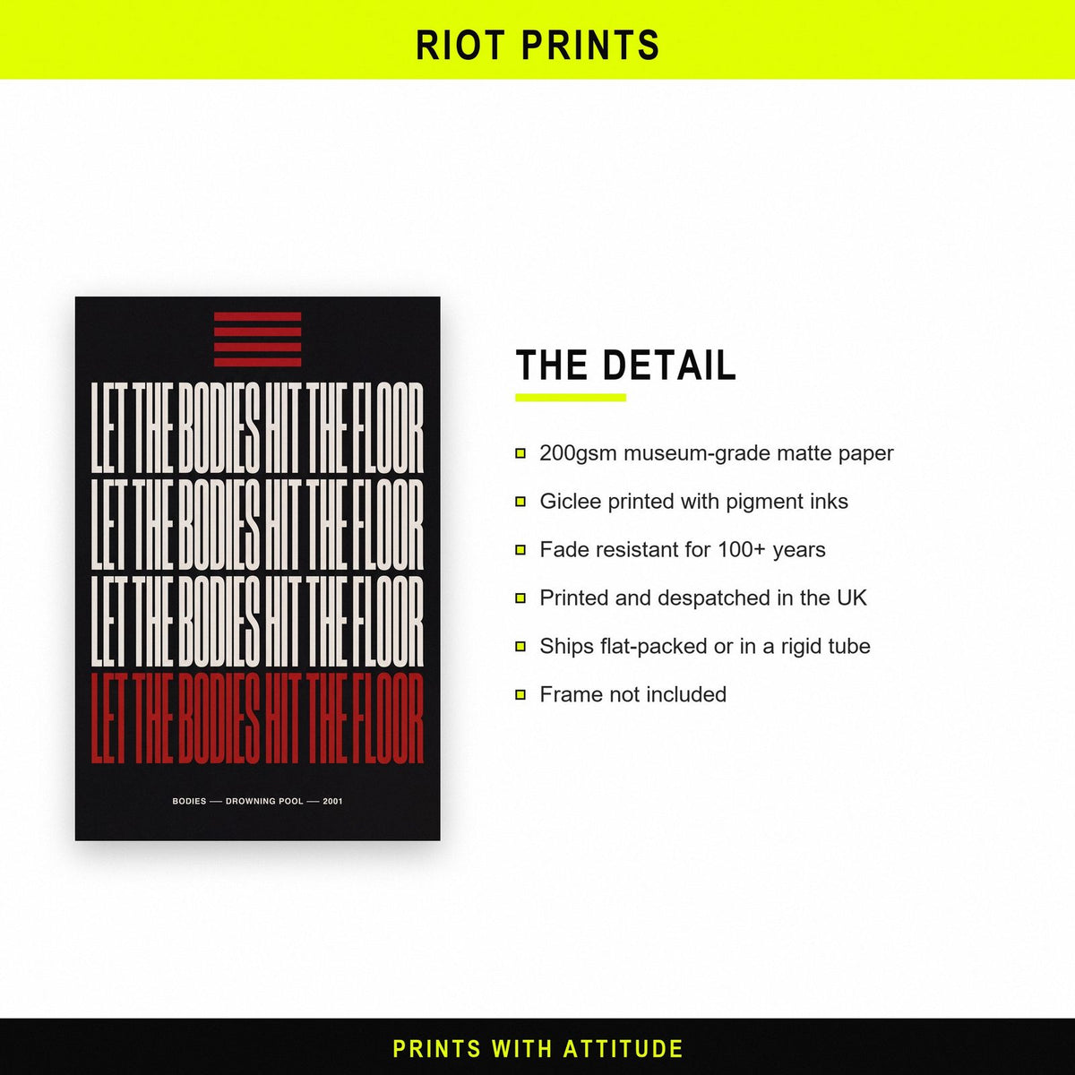 Bodies Lyrics Print paper and printing specification