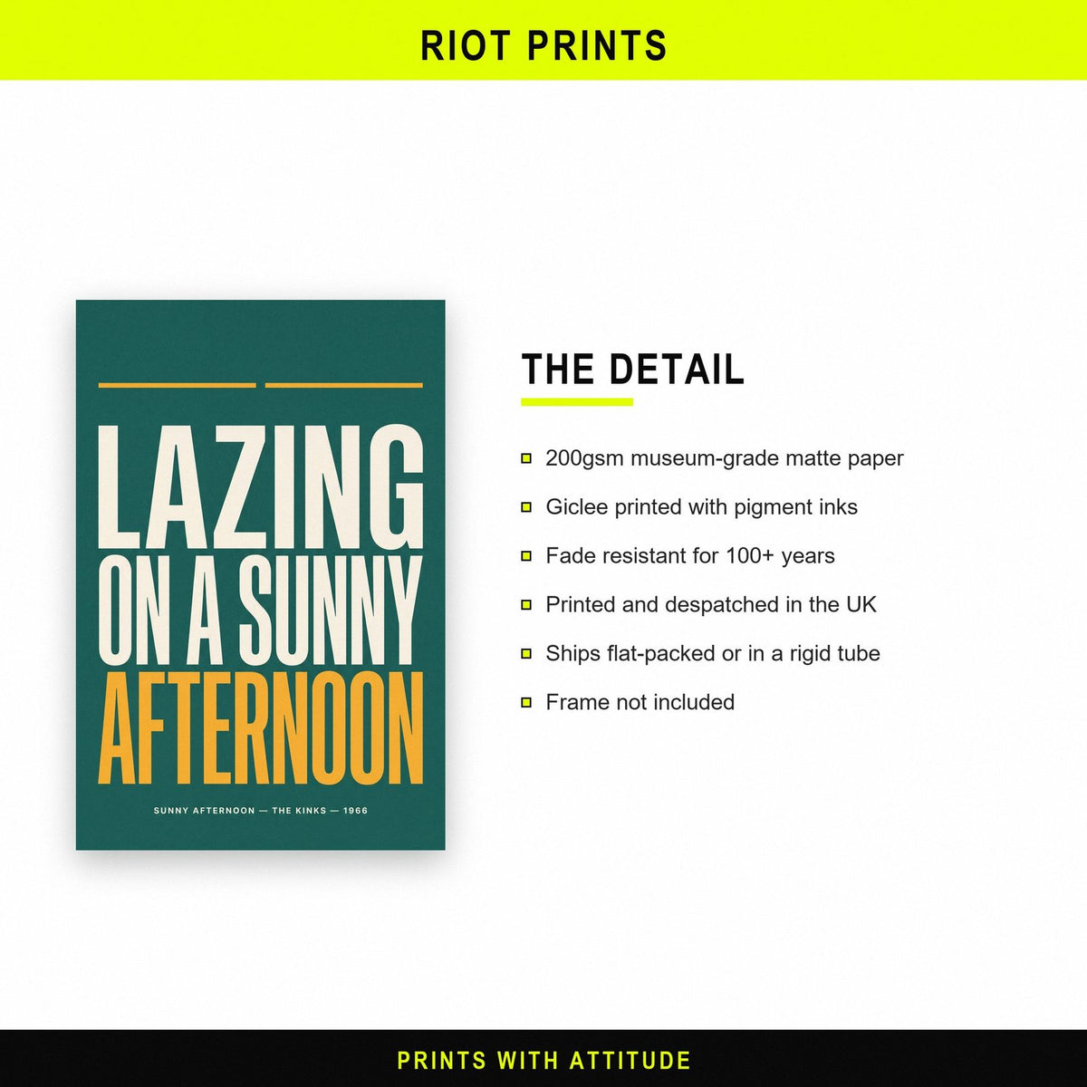 Sunny Afternoon Lyrics Print paper and printing specification