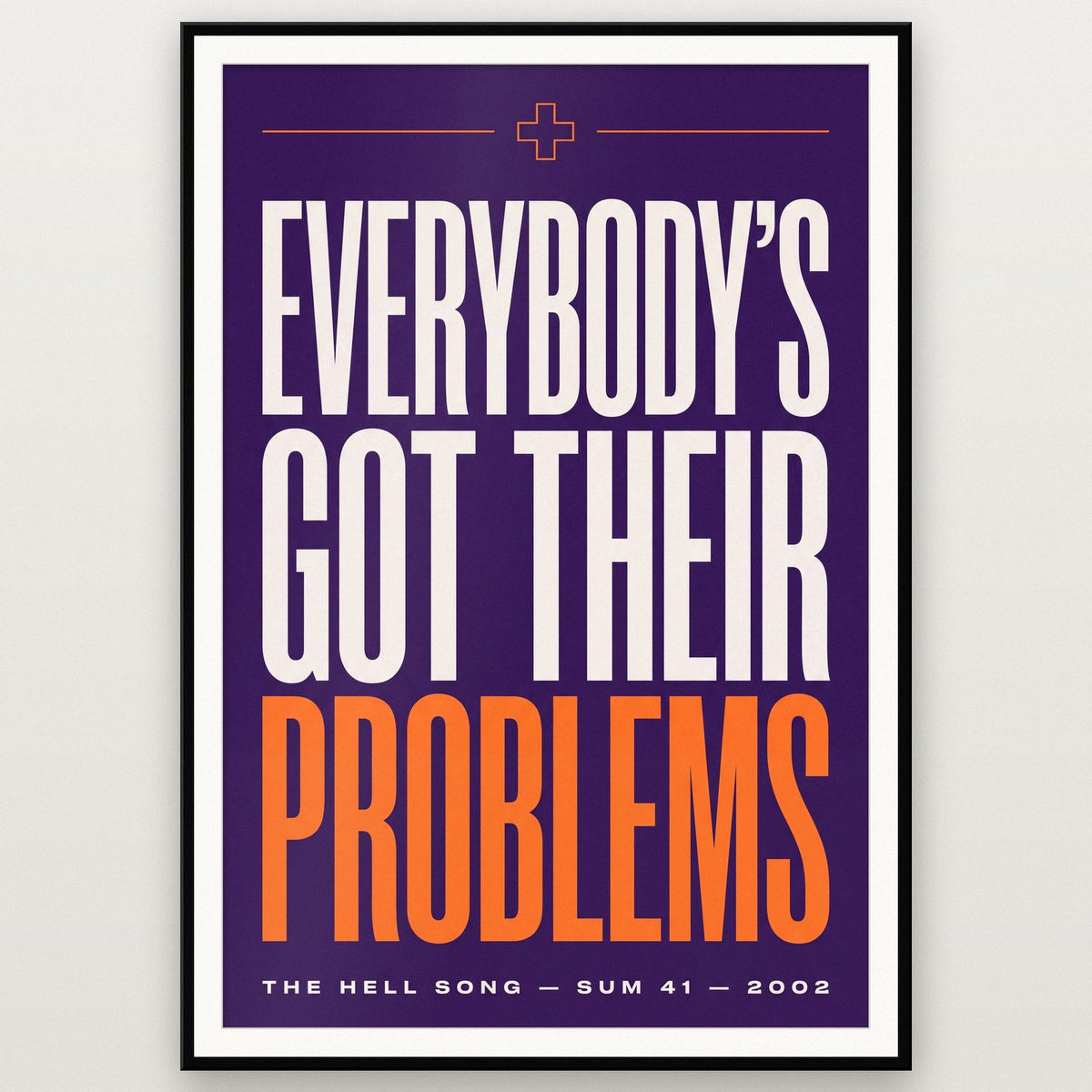 The Hell Song Lyrics Print shown in a black frame