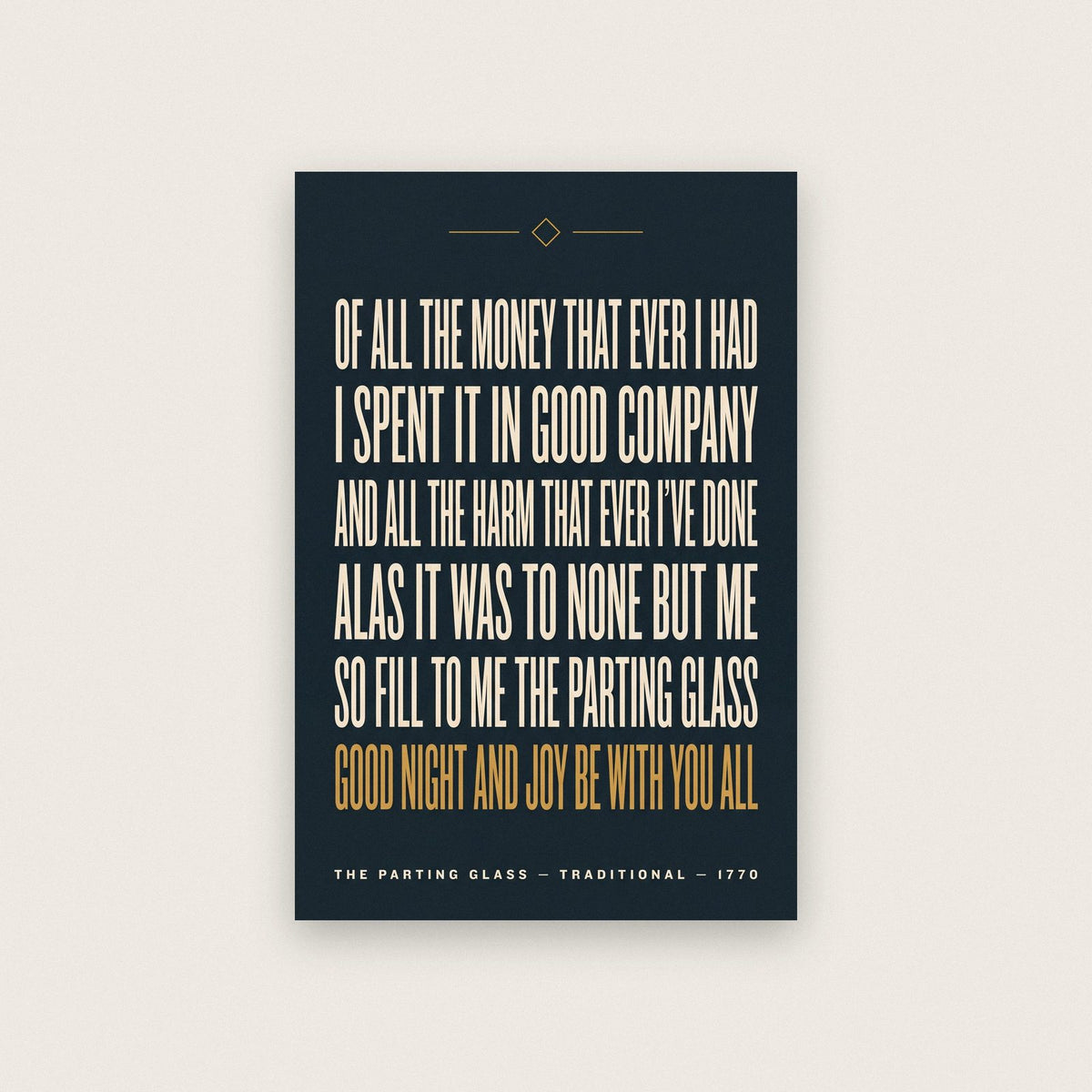 The Parting Glass Lyrics Print