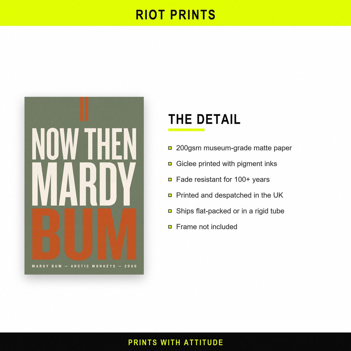 Mardy Bum Lyrics Print paper and printing specification
