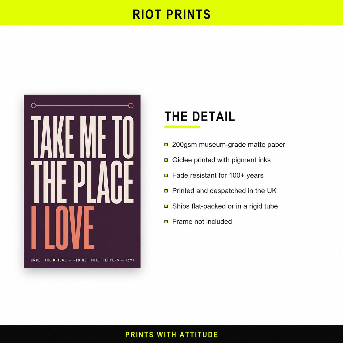 Under The Bridge Lyrics Print paper and printing specification