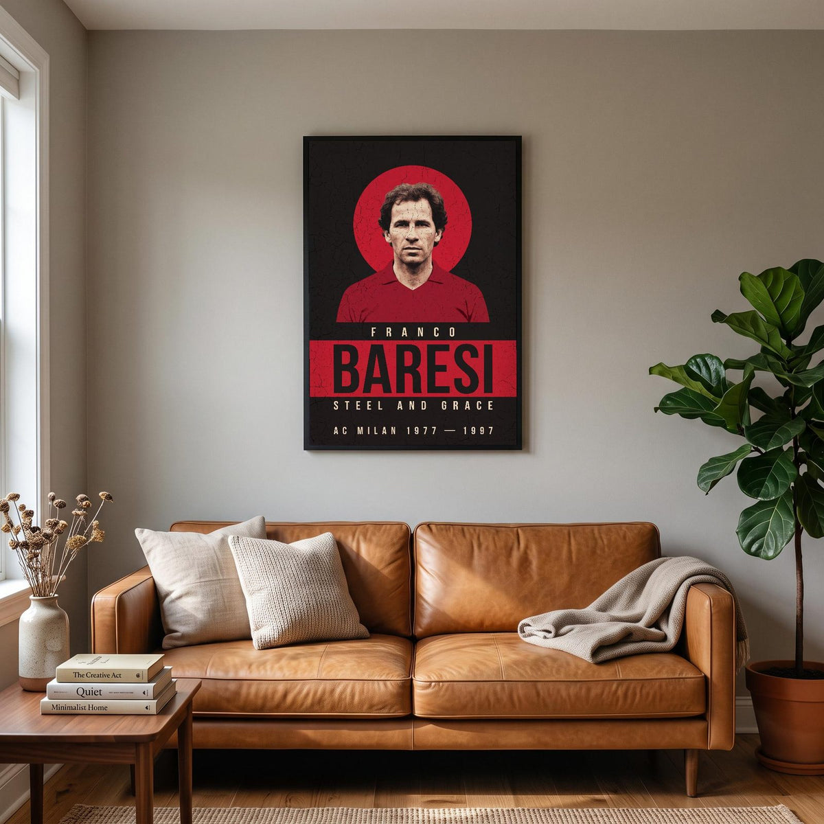 Franco Baresi Print hanging on a living room wall