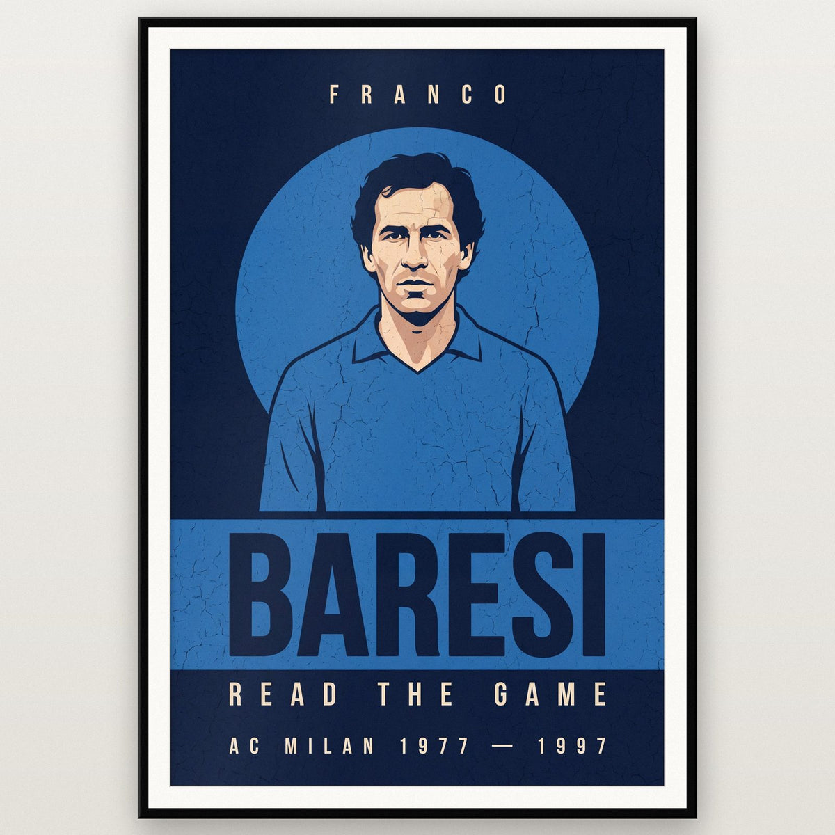 Franco Baresi Print shown in a black frame