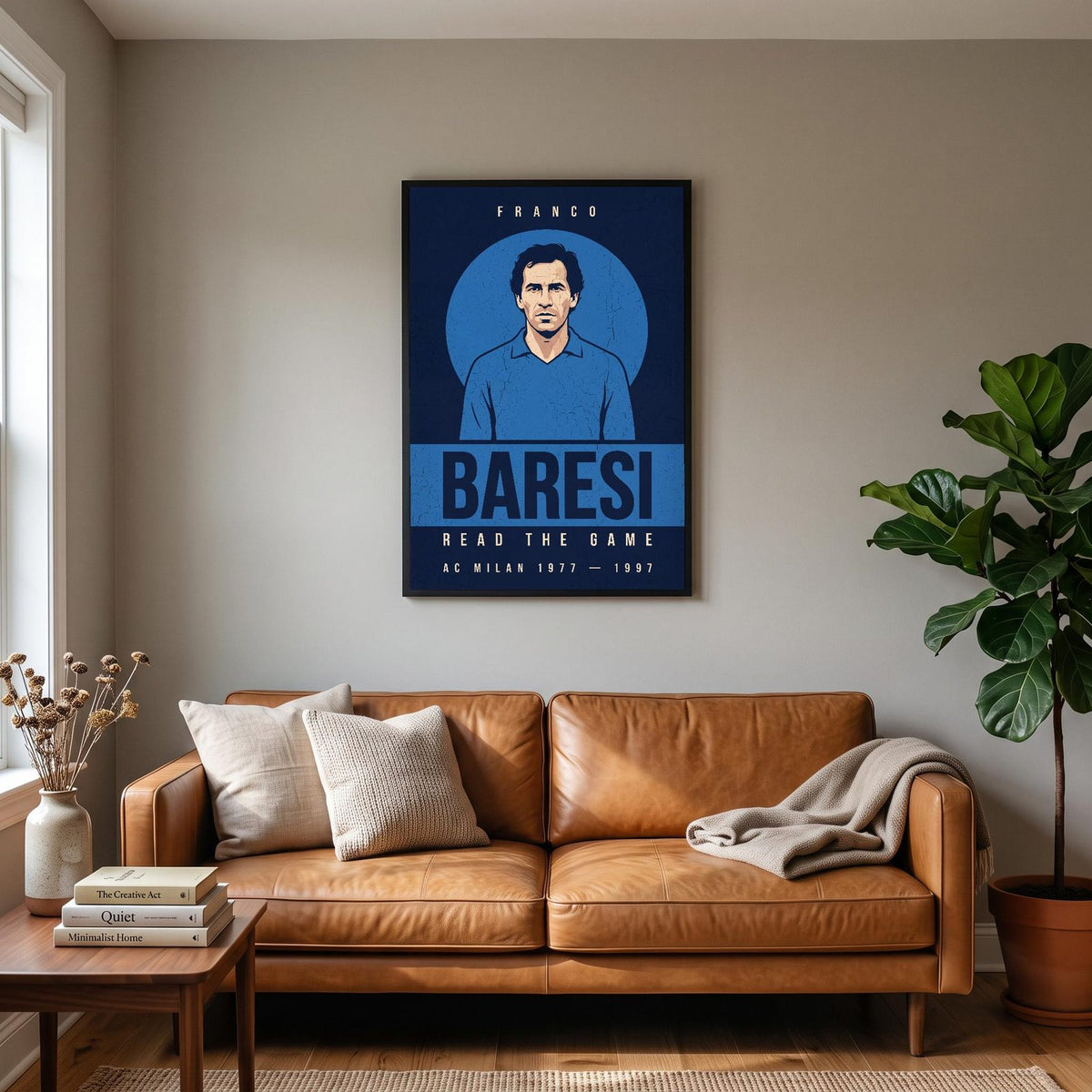 Franco Baresi Print hanging on a living room wall