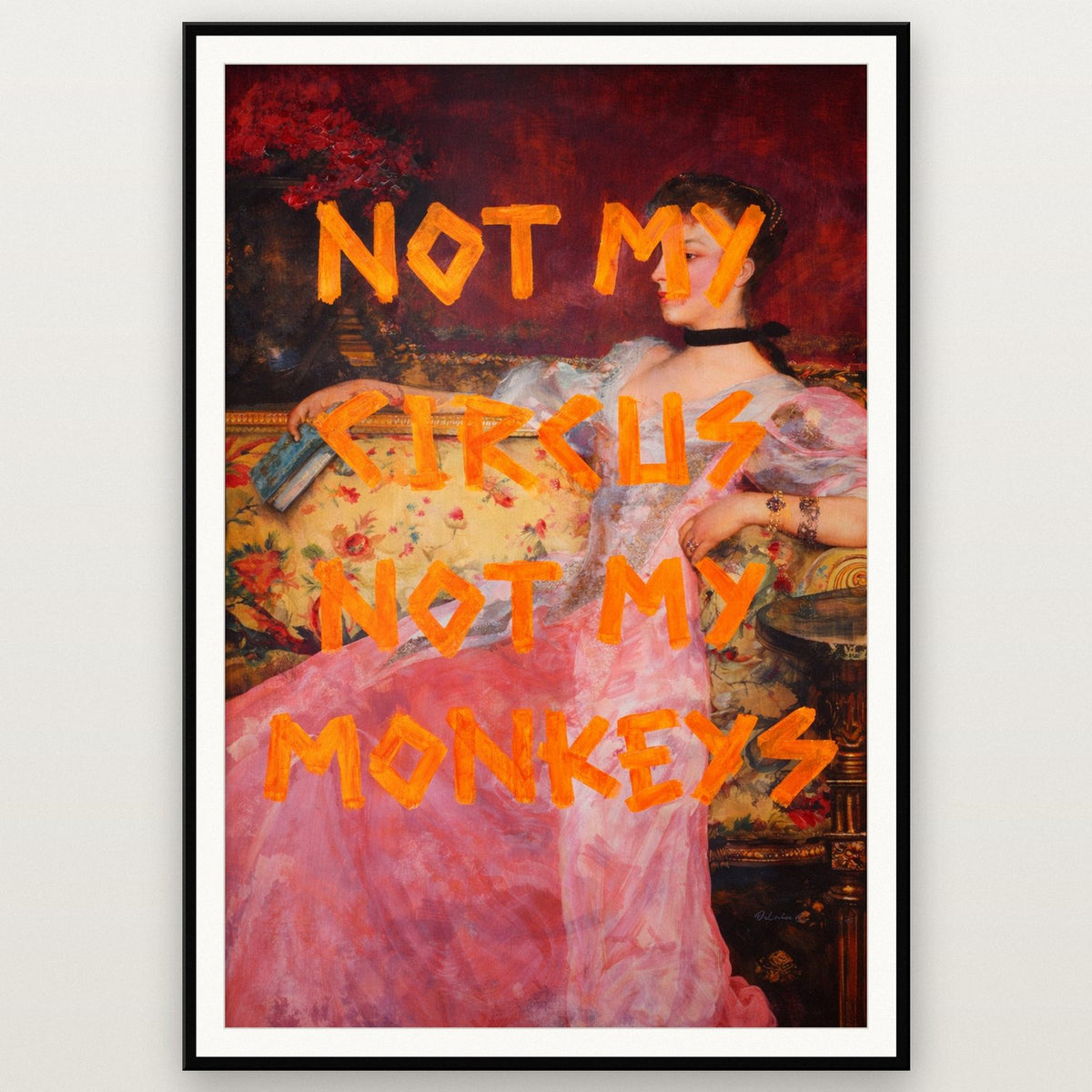 Vintage Sarcastic Wall Art Trio shown in a black frame