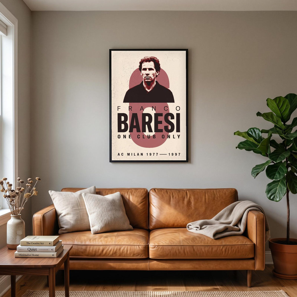 Franco Baresi Print hanging on a living room wall