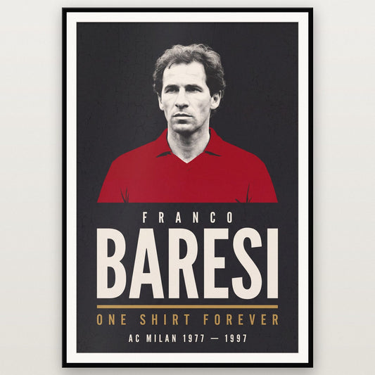 Franco Baresi Print shown in a black frame