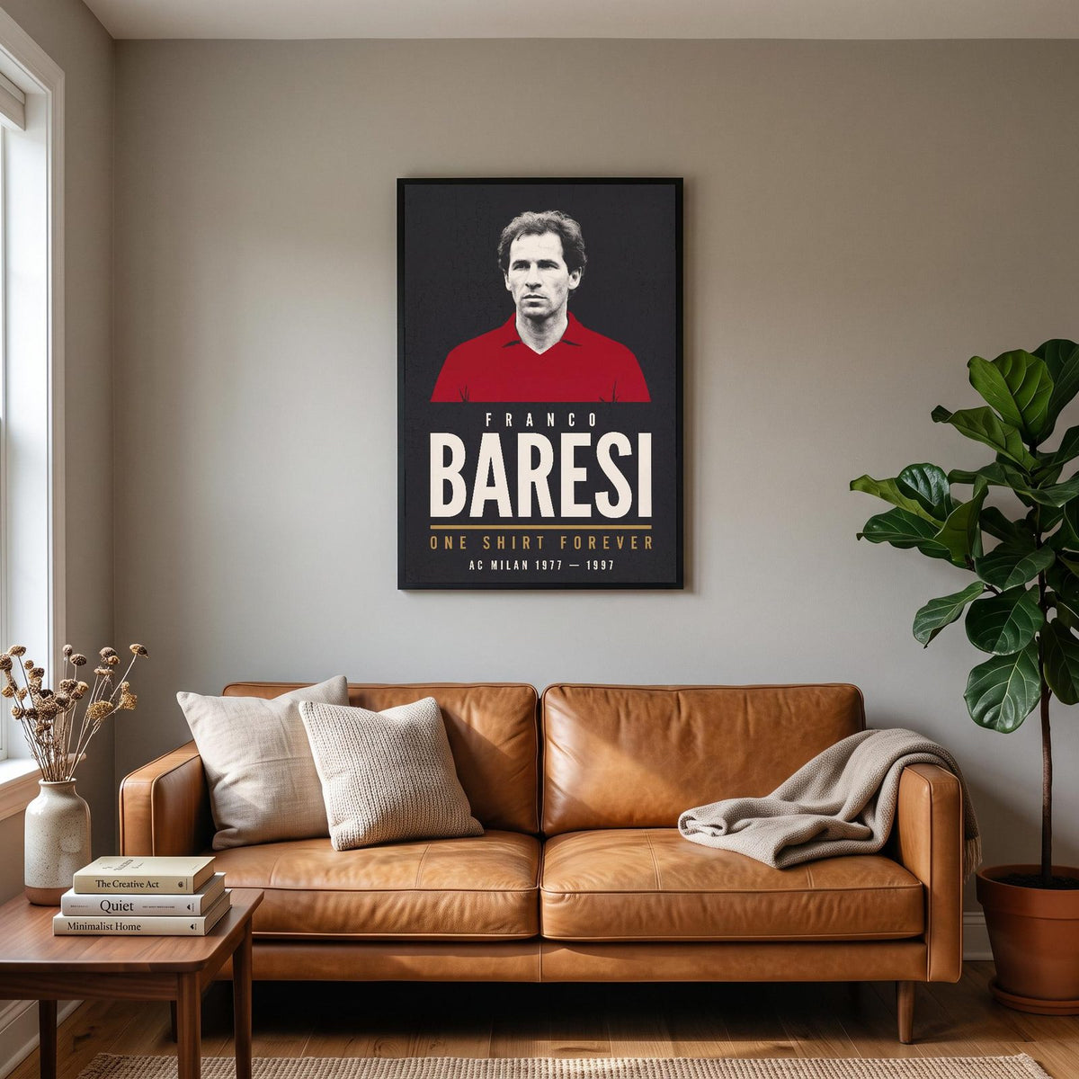 Franco Baresi Print hanging on a living room wall