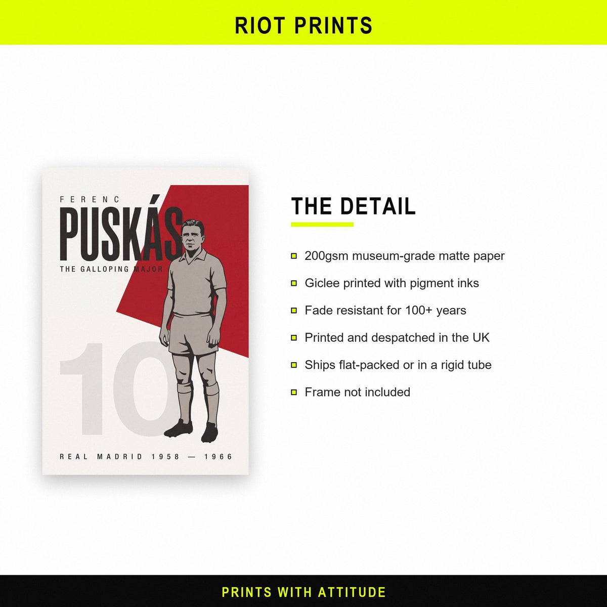 Ferenc Puskas Print paper and printing specification