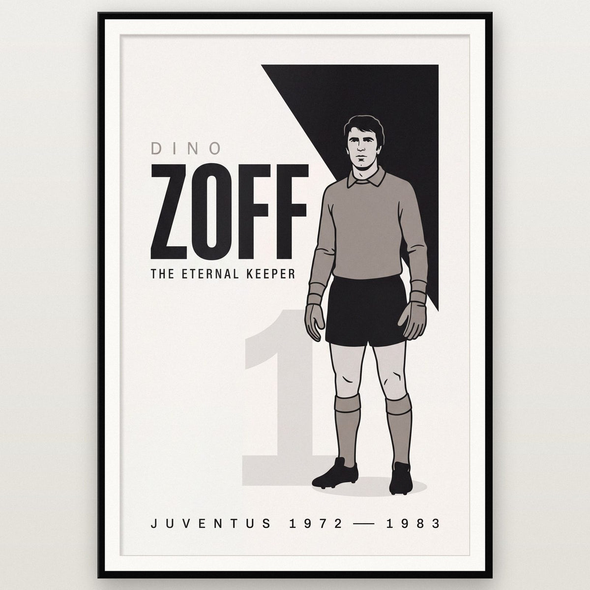 Dino Zoff Print shown in a black frame