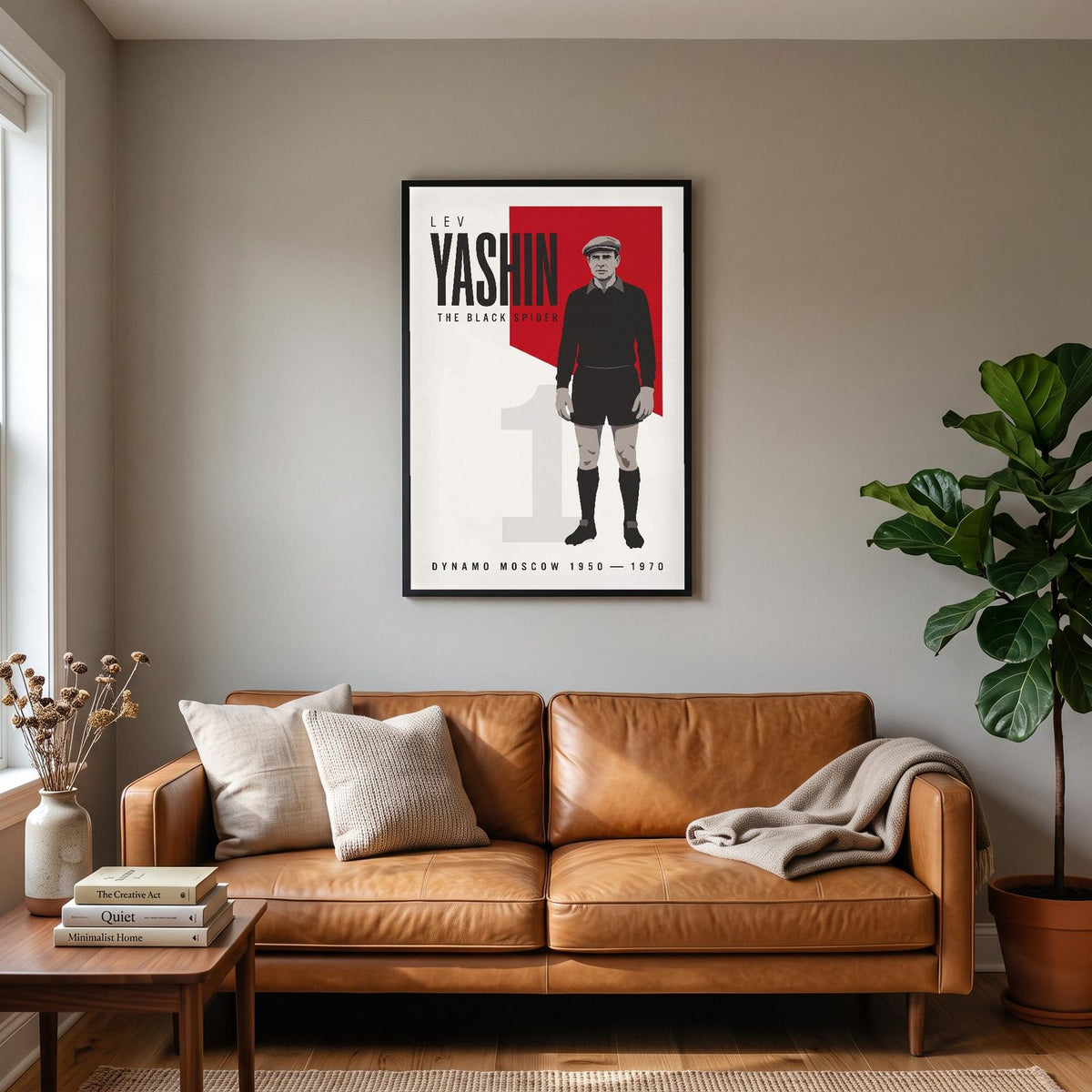 Lev Yashin Print hanging on a living room wall