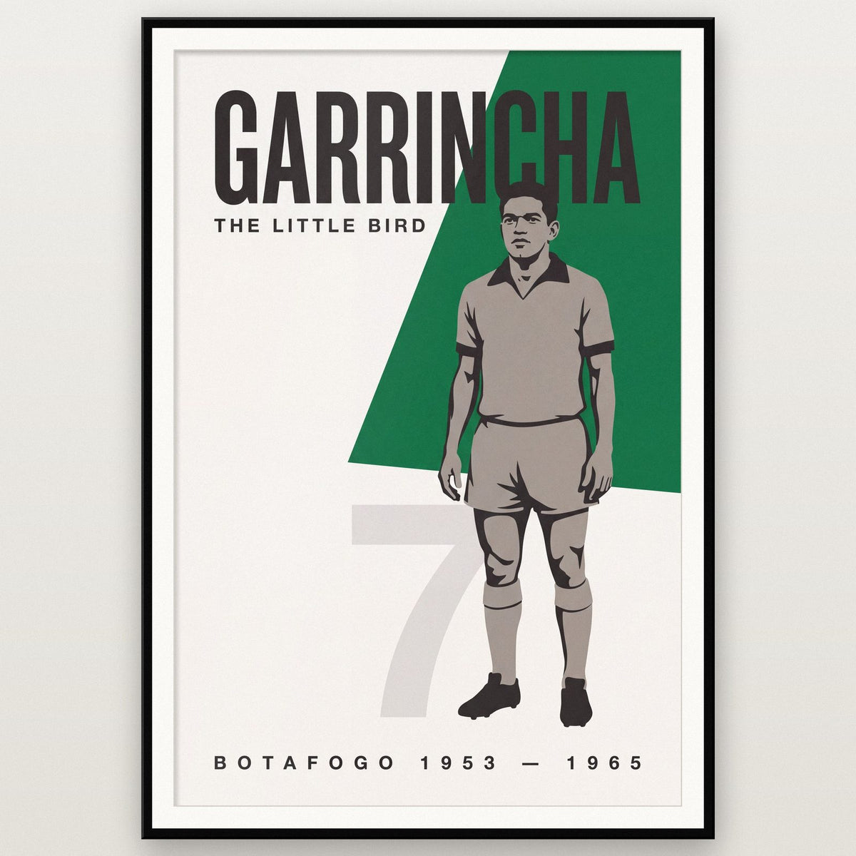 Garrincha Print shown in a black frame