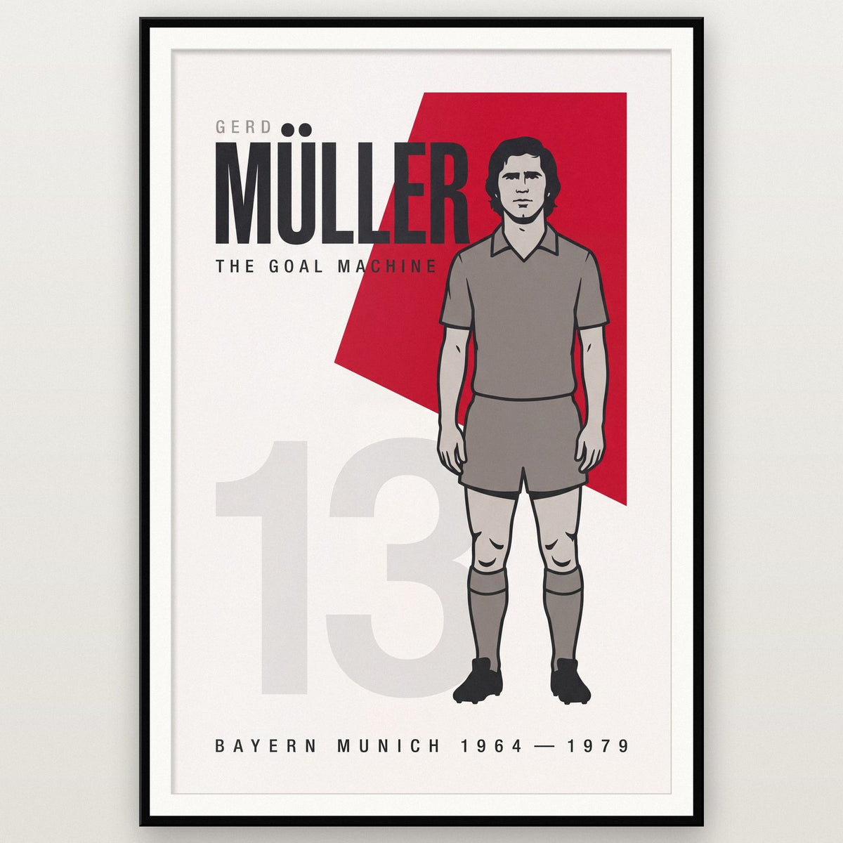 Gerd Muller Print shown in a black frame