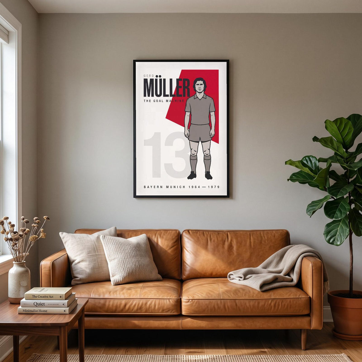 Gerd Muller Print hanging on a living room wall